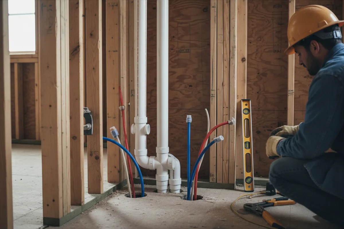 Drain and supply rough-in during Leak Detection in Cedar Rapids