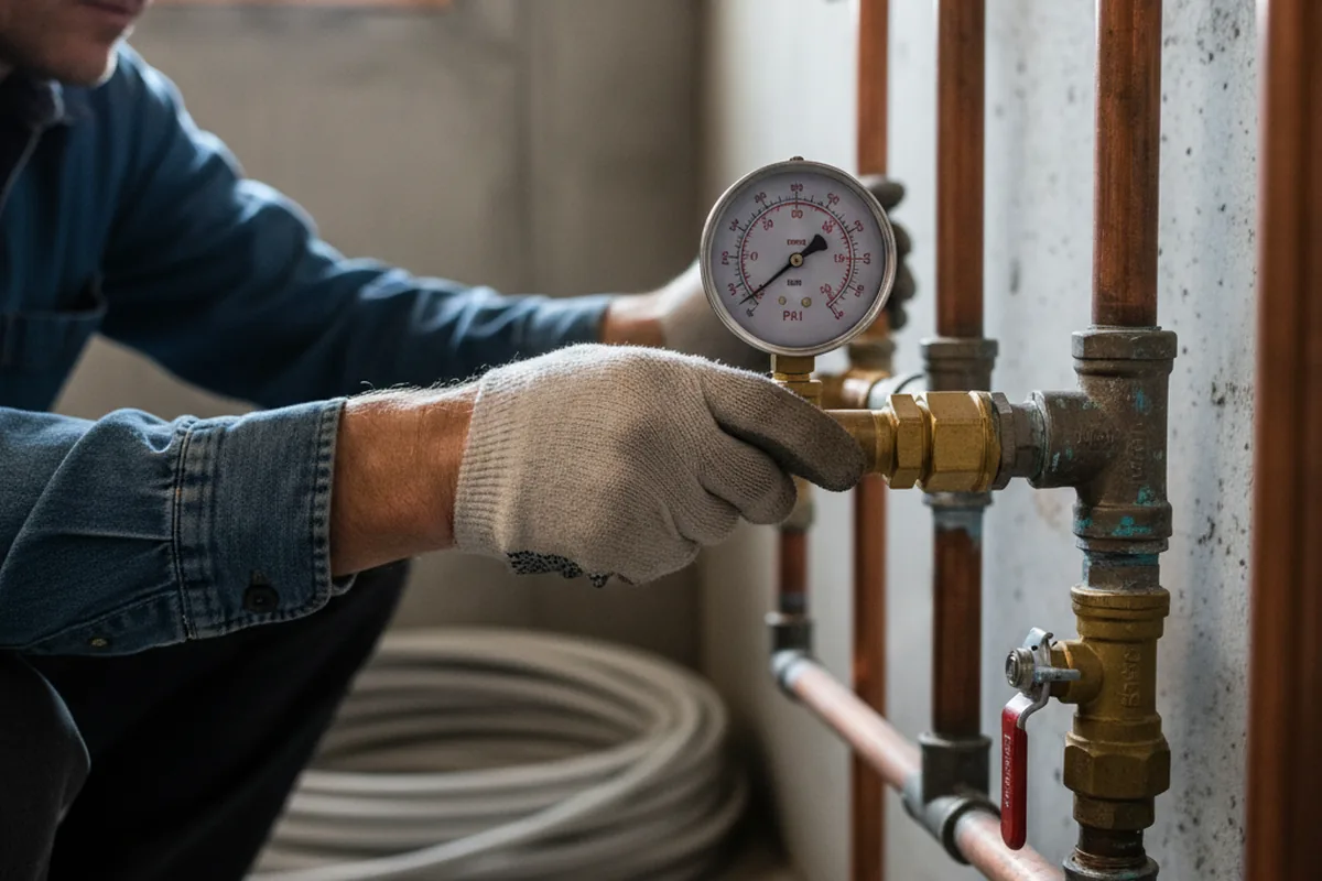 Pressure testing a repaired line during Water Line Repair in Cedar Rapids